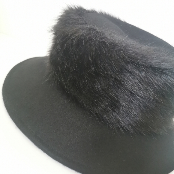 Vintage wide brim faux fur wool hat - Picture 8 of 10